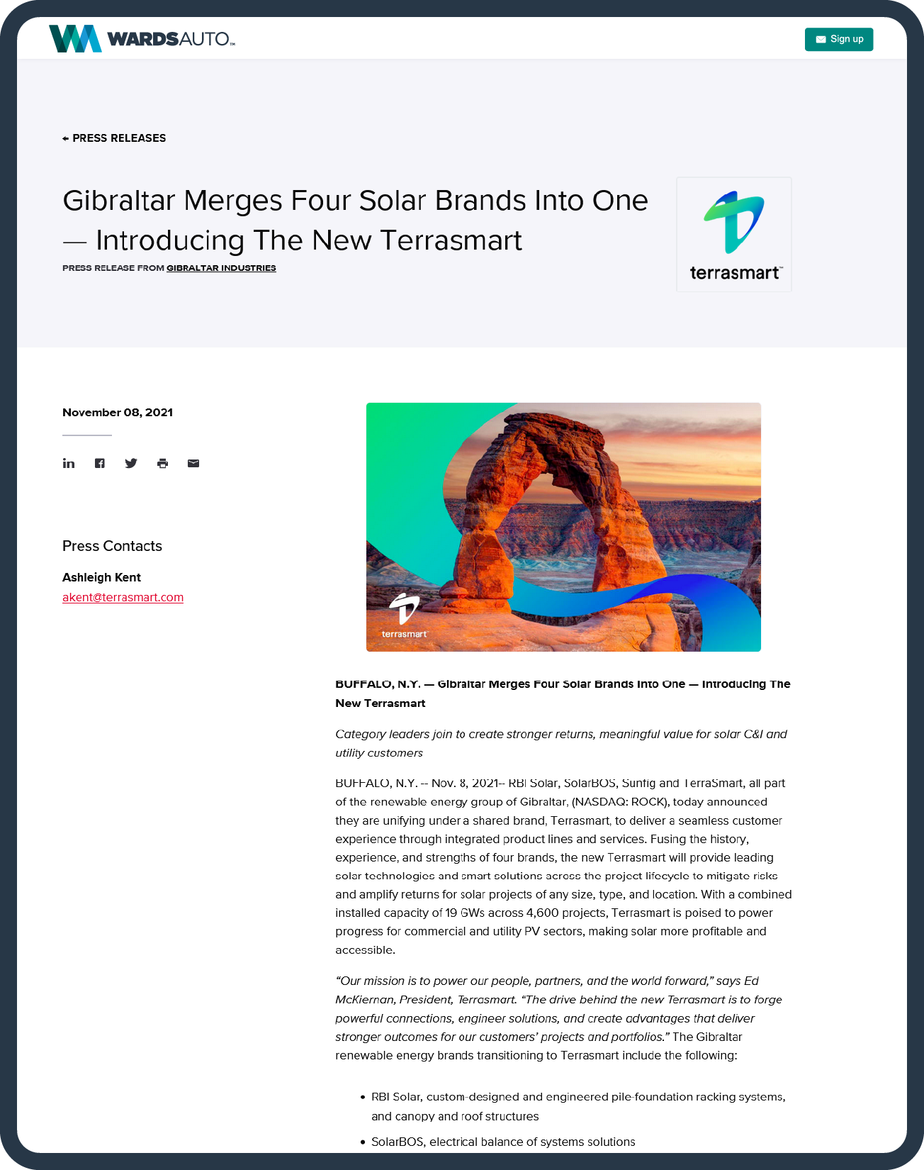 A press release posted on an Industry Dive publication.